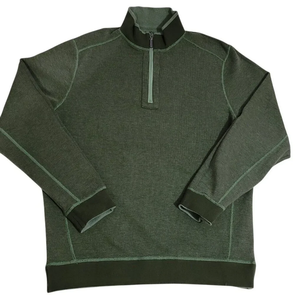 Tommy Bahama Flip Coast 1/2 Zip Sweatshirt Men Medium‎ Pullover Reversible Green